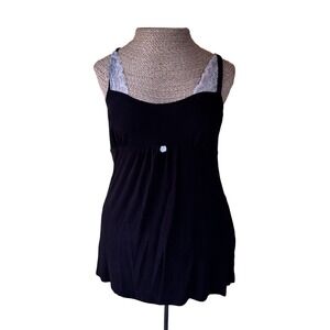 Betsey Johnson Y2K Top Womens Medium Lace Trim Babydoll Sleepwear Pajama Dress